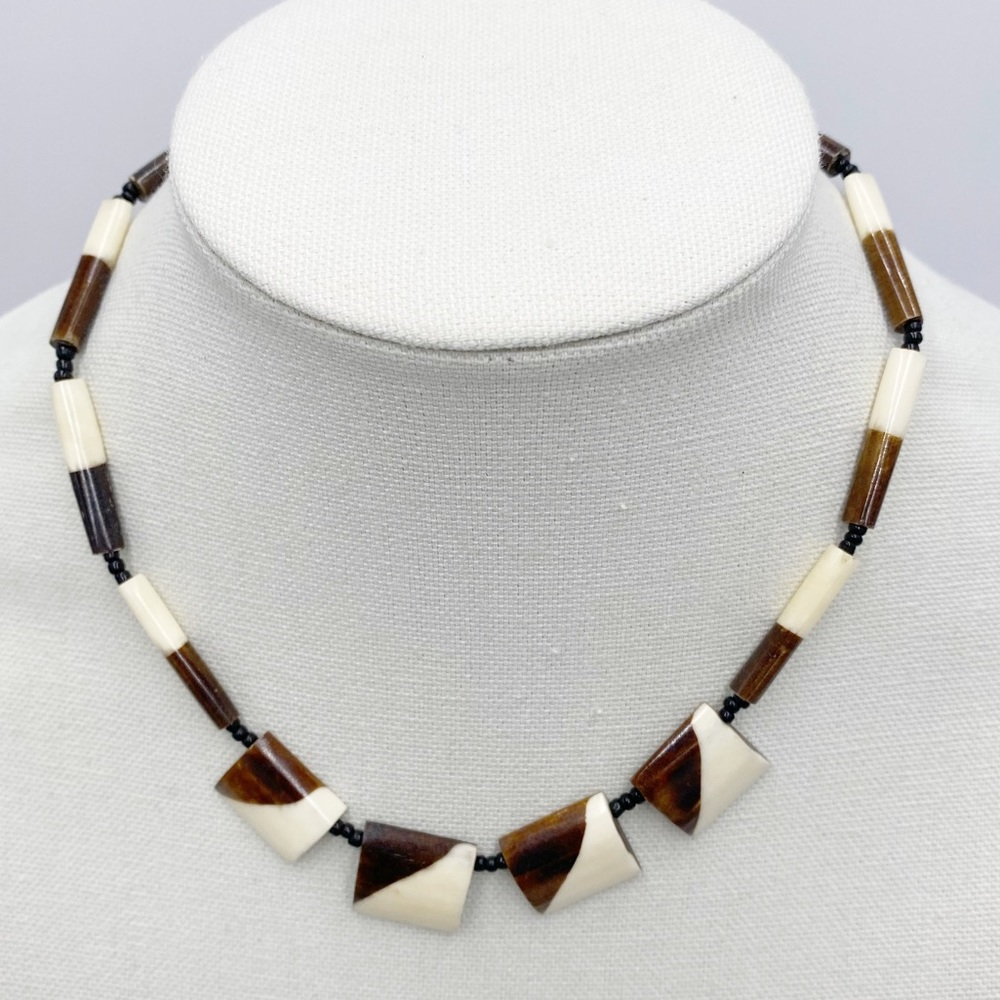 Faux Bone Bead Boho Tribal Necklace